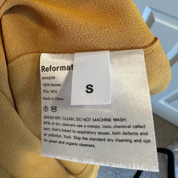 Reformation Mini Wrap Dress Yellow Polka Dot Pattern Size Small - Picture 4 of 4